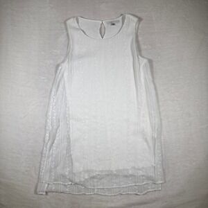 Fever White Embroidered Sheer Layered Sleeveless Dress Size M